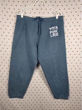 Victorias Secret VINTAGE Blue TRUE PINK LOVE y2k Joggers Sweatpants Sweats MED